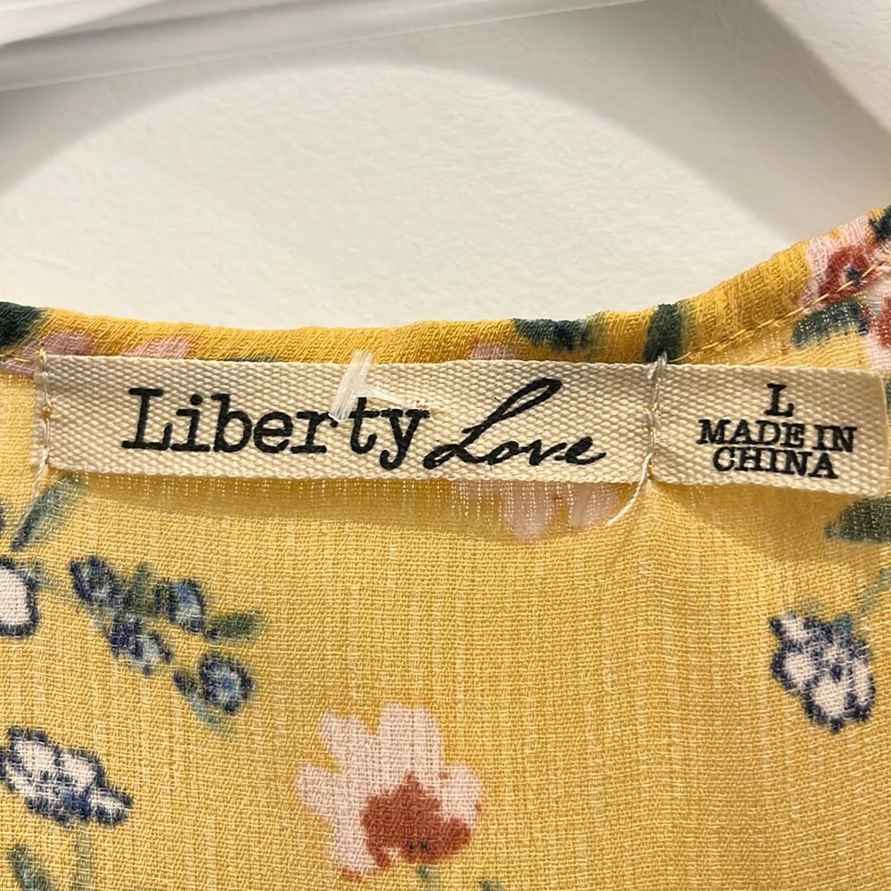 Liberty Love Kimono Vibrant Yellow Floral Women’s size L - Picture 3 of 6